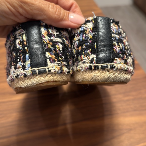 Tory Burch Black Leather Tweed Espadrille Shoes size 9.5 - Picture 9 of 12